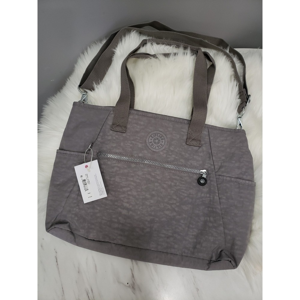 Kipling Lizabeth Laptop Tote Bag Polyamide TM5504 COOL GRAY LIGHT NWT $129